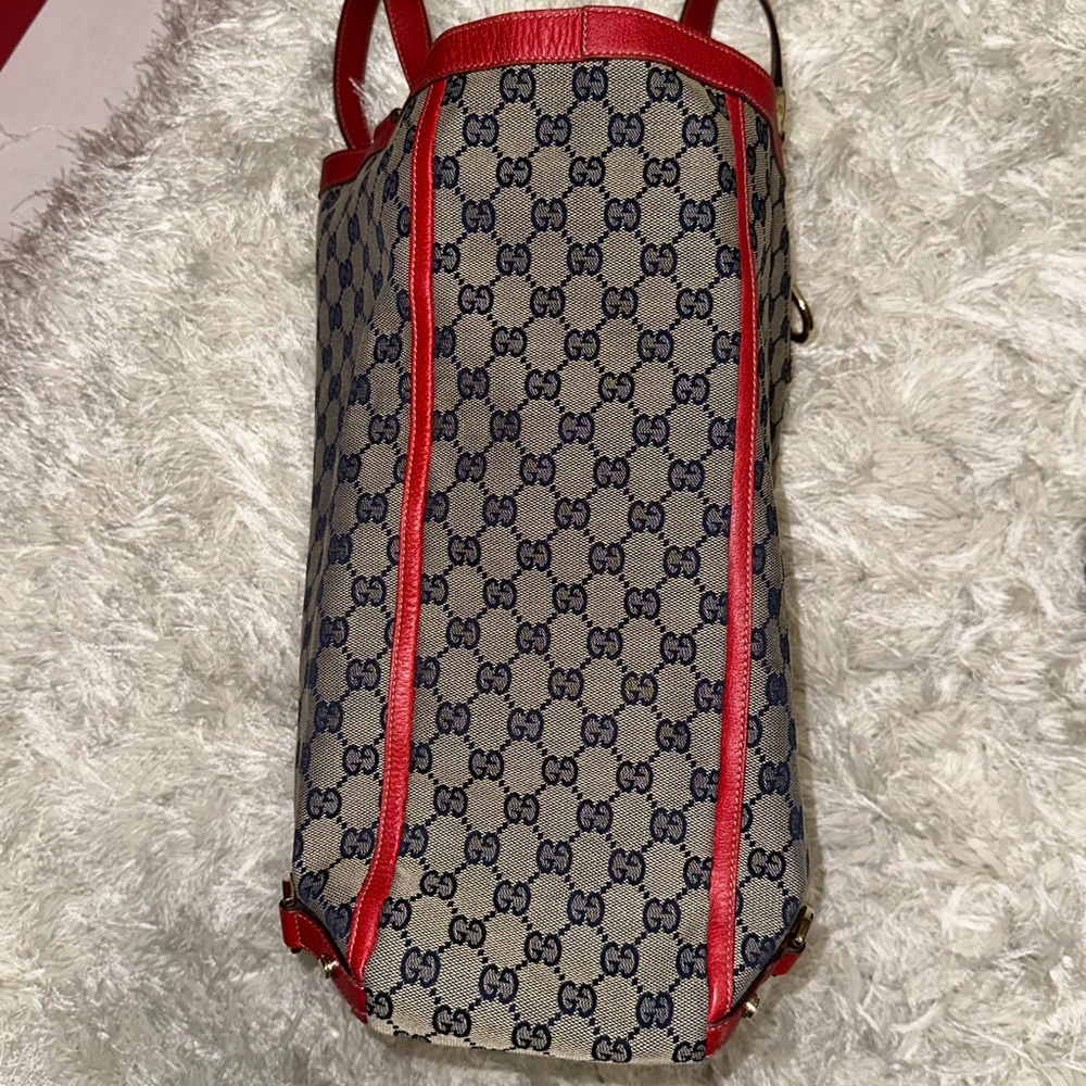 Vintage Gucci Large Abbey D Ring Tote - Red/Navy Blue - Picture 10 of 16
